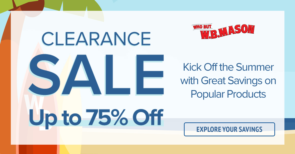 WBMasonCo's tweet photo. Kick-off summer with great savings on popular products! โ๏ธ We've got a range of products for you to choose from and all at amazing prices โ shop now! #summersavings #amazinglylowprices #shopnow #clearance
#whobut #wbmason https://t.co/YbFKae9V6i https://t.co/swWgxgLZx6