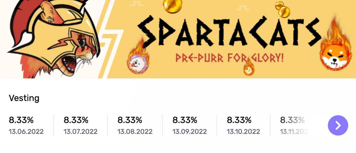 Meow! Unlocked 8.33% #PURR tokens! It’s the first token unlock at the EverStart: bit.ly/39icMaO ☄️

PURR tokens farming will be available tomorrow on @flatqube.
Are u ready, #SpartaCats team?

#farming #memecoin #crypto