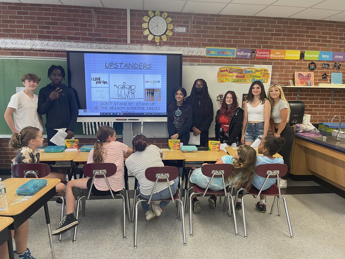FormanKaty's tweet photo. The Upstanders 2022 tour started the week @woodsroadschoo1 today! Thank you staff and Mrs. Archer for the warm welcome ๐ These middle schoolers will change the world one day- thatโs for sure! #positivity #bethechange #peered #happiness #kidsdeserveit #shine #makingadifference https://t.co/ujUrFHRmDr