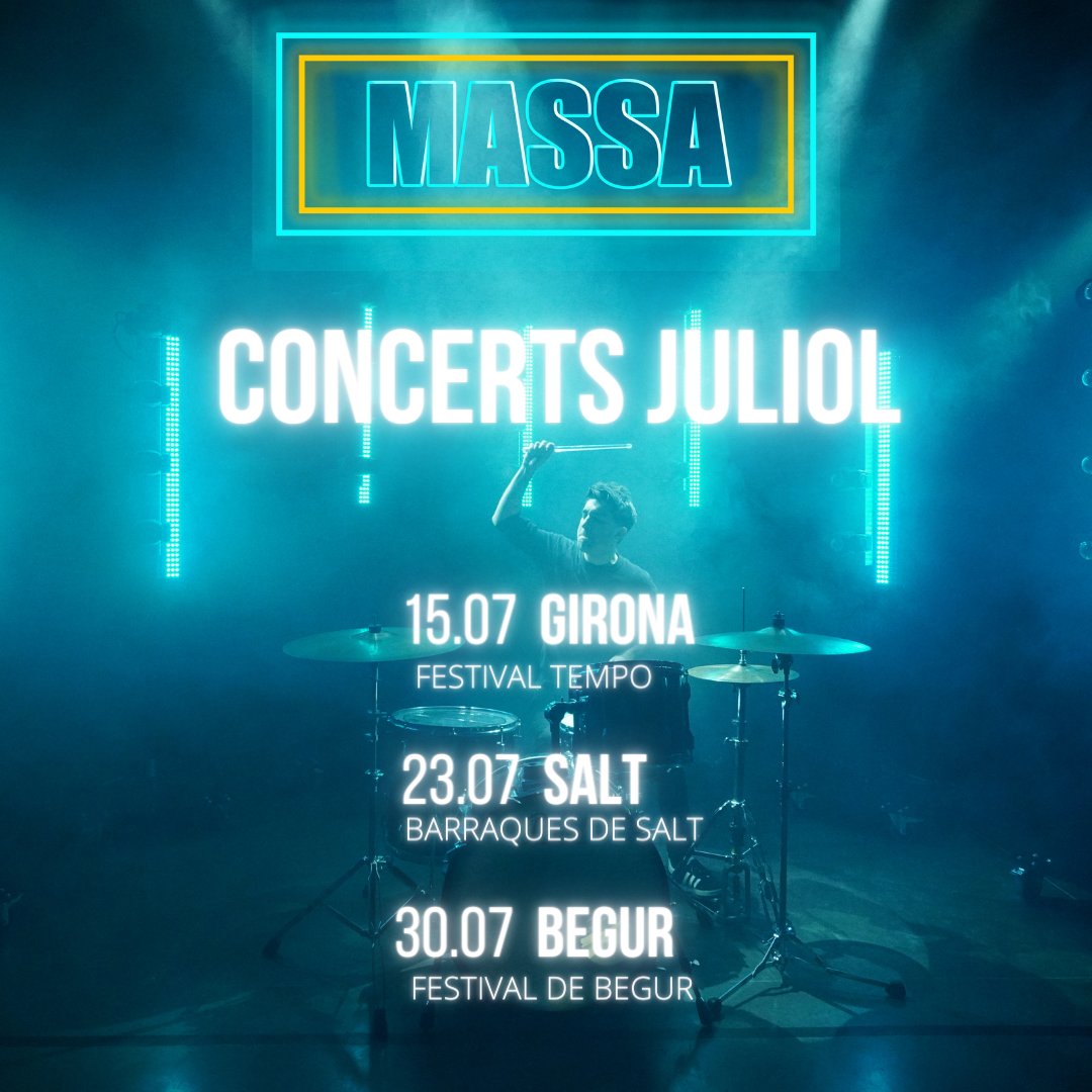ferran_massa's tweet photo. 📢 Comencem!!

CONCERTS JULIOL

📍15.07 Festival Tempo Girona @TempoGirona (Gratuït)

📍23.06 Barraques de Salt @ViladeSalt  (Gratuït)

📍30.07 Festival de Música de Begur @festivalbegur (Tickets a la BIO)

@rgbcat https://t.co/GzpEqCyaTK