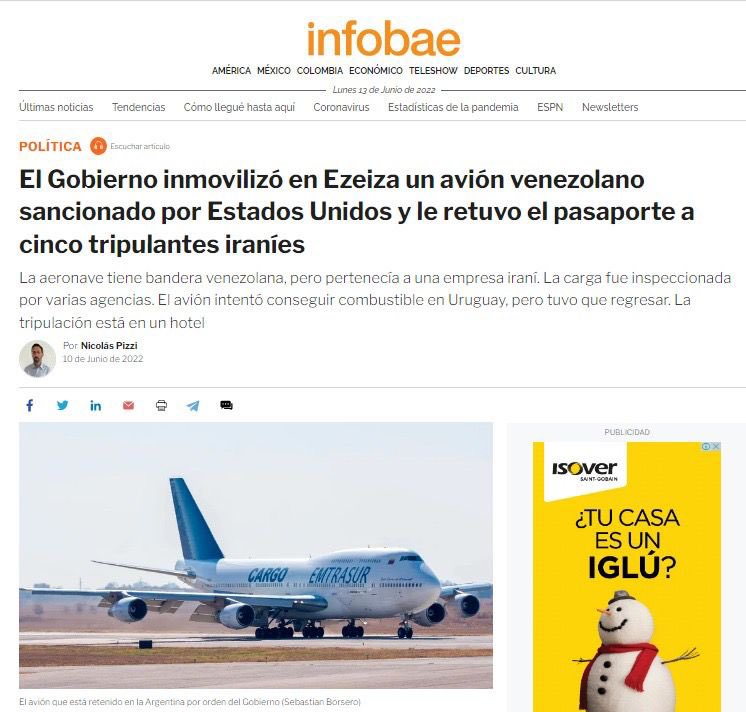 Maduro abrió las puertas de Venezuela al autoritarismo global y a sus grupos terroristas. Esto es una amenaza para la región. 

Apoyar a la dictadura en Vzla es también apoyar al terrorismo, lo sucedido con el avión retenido en Argentina debe alertar a las democracias del mundo.