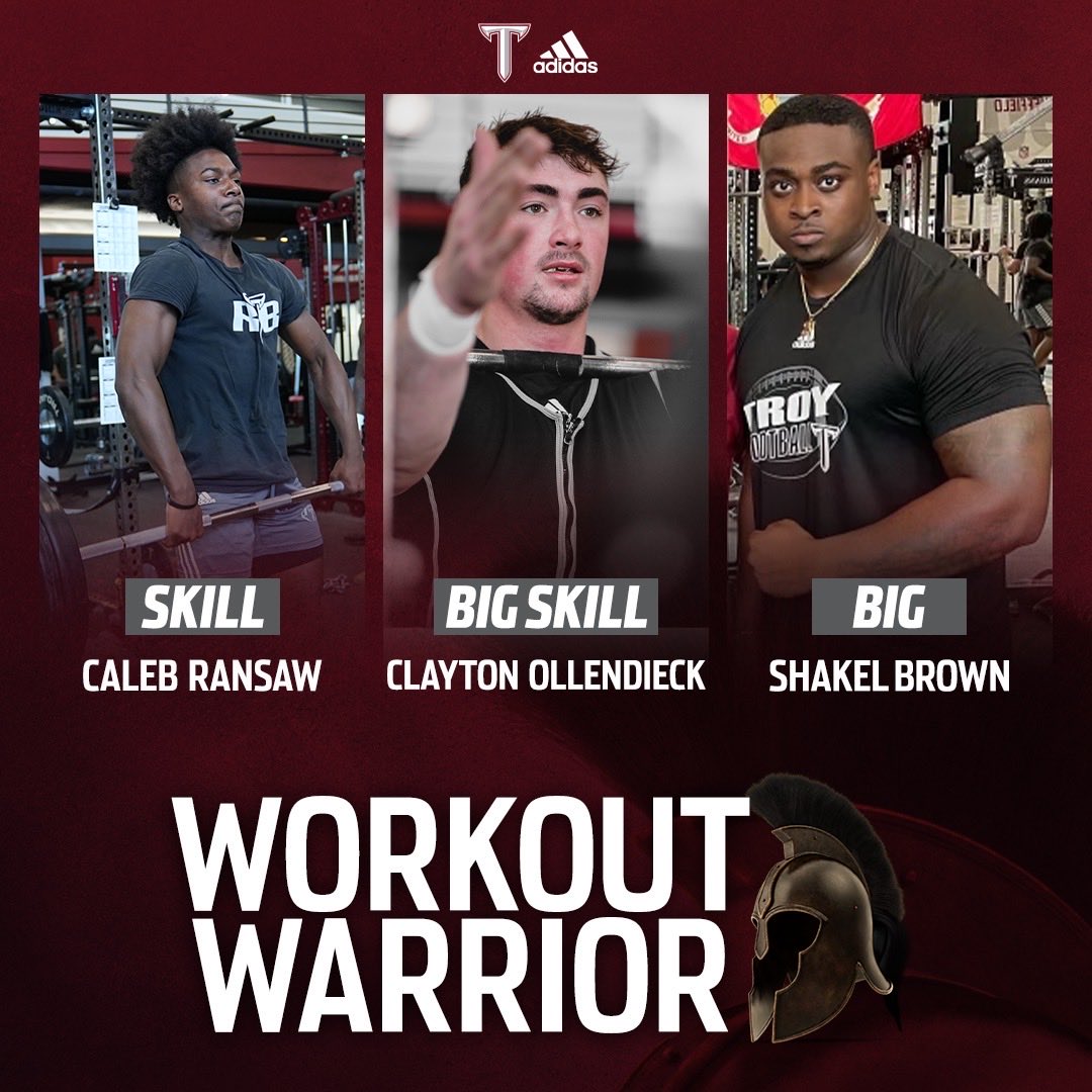 CoachJonSumrall's tweet photo. Last 2 Weeks ⁦@TroyTrojansFB⁩ Workout Warriors:

⁦@_zionwilliams⁩ ⁦@tgreatness14⁩ ⁦@jakeandrews55⁩ ⁦@CalebRansaw14⁩ ⁦@clayton041⁩ ⁦@shakelbrown21⁩ ⁦@rustywhitt⁩ 

#RiseToBuild ⚔️🏈 #OneTROY https://t.co/brAa519hFq