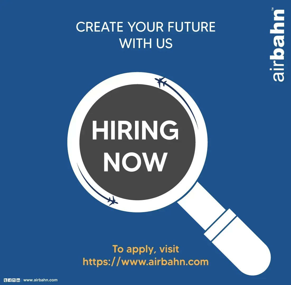 Airbahninc's tweet photo. Create your future with us.
We are hiring now!

For further details, Visit our website https://t.co/RWvhi5iWtM https://t.co/XKWV5bmj4v