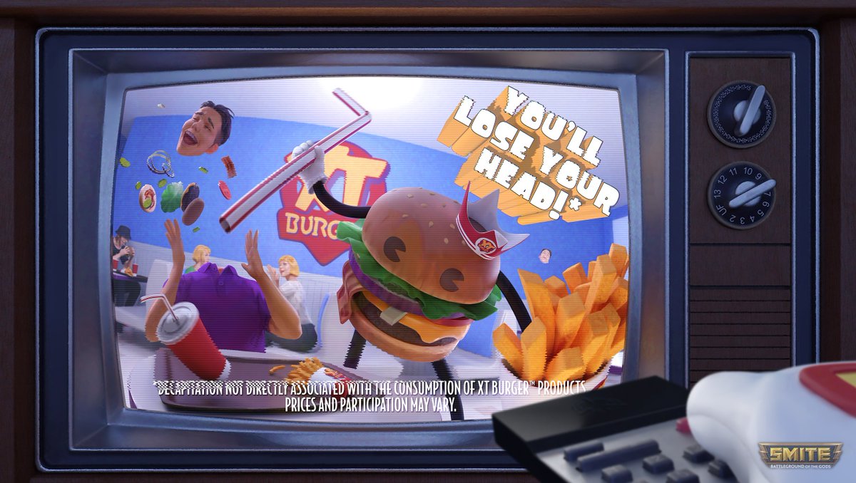 Recently revealed illustration I did for <a href="/SMITEGame/">SMITE 2</a> 
I was super pumped that the team went with this comp from the sketches.
It's "Burger Time" Xing Tian.