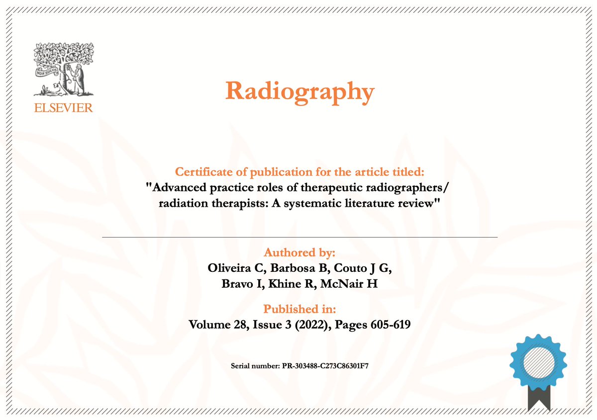 Check out our last paper...
#AdvancedPractice #AProles
#RadiationTherapists #TherapeuticRadiographers #RTTs #RoleDevelopment #impact 
#SystematicReview #Radiotherapy 
@SAFEEurope1 @EFRadiographerS @H_A_McNair @DrRadric @barbara_adelia_  @jguilhermecouto 
@Erasmus_Project