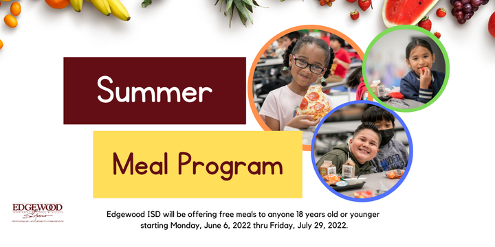 EISDofSA's tweet photo. Reminder! π We will be providing #freemeals to anyone 18 years old or younger. Dates vary. More info here https://t.co/moTZ384syJ
Questions? Please contact the EISD Child Nutrition Department at 210-898-4037. #SummerMeals #SummerMealProgram #IChooseEdgewood https://t.co/8kD1WPQBf6