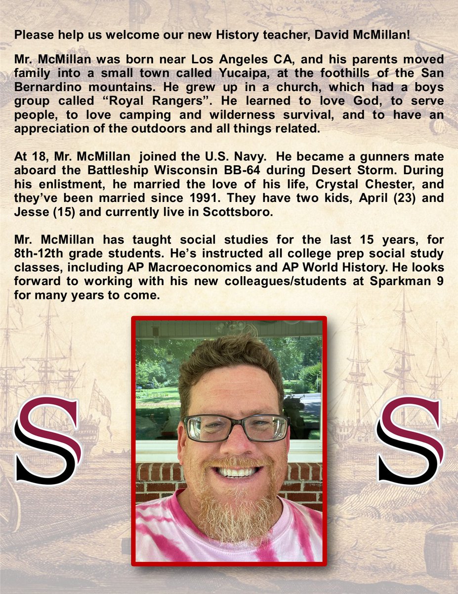 S9GS's tweet image. Shout out to Mr. McMillan, S9&apos;s new History teacher! #ReadySetForwardMCSS