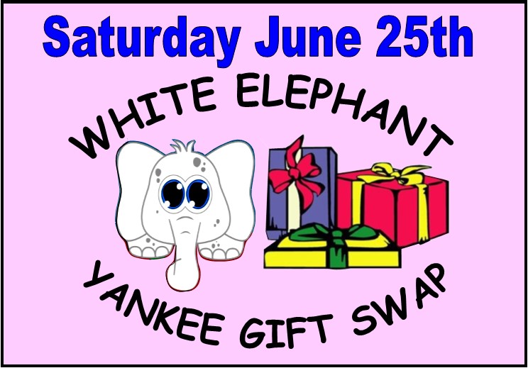 BayViewCG's tweet image. White Elephant Yankee Gift Swap
Saturday, June 25th 4-6PM at Tate's Place Pavilion
The White Elephant Yankee Gift Swap is a great way to have some laughs with friends, family or fellow campers. Gifts may range from $20 to $40.