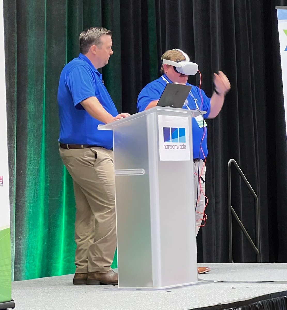 CostOSLLC's tweet photo. Jon Wells and Trey Tedford with Cost-OS, LLC demonstrate BIM VR with #BIMCT at Advancing Preconstruction Summit 2022 in Las Vegas. #CostOS #advancingpreconstruction #nomitech #BIM #3D #VR https://t.co/wBbJDSl2Uj