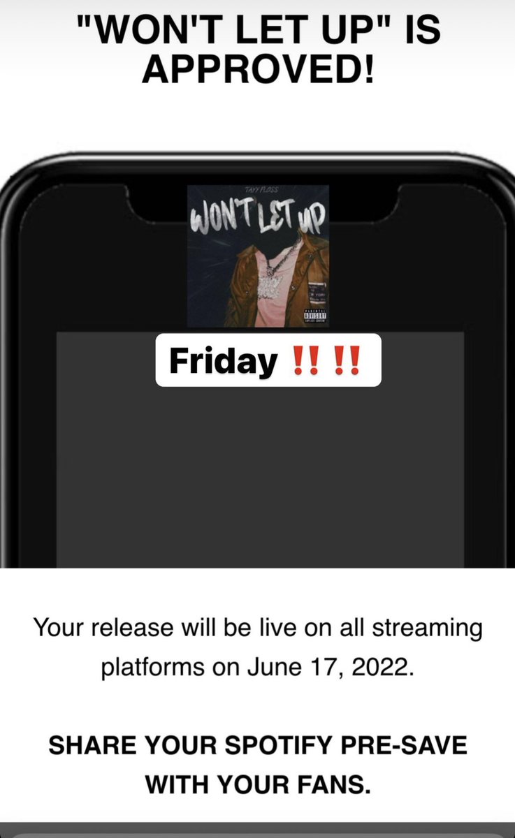 TayyFloss's tweet photo. Won’t Let Up drops 6/17 ‼️‼️ https://t.co/ZNhVg7JSTb