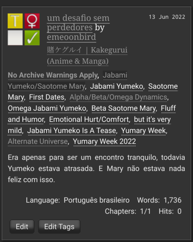 emeoonbird's tweet photo. Título: um desafio sem perdedores
Ships: Jabami Yumeko/Saotome Mary #yumary
Fandom: #Kakegurui #賭ケグルイ
Avisos: essa fic foi feita pra #yumaryweek, tem uma parte meio triste e pá — mas no total é uma fic fofinha e engraçadinha !!
https://t.co/XvzlSBjmjj https://t.co/XGk94gQSG0