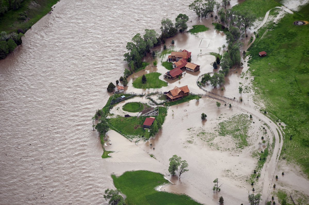 BGMayer's tweet photo. Aerial views of historic flooding on the Stillwater and Yellowstone Rivers. https://t.co/OIC2JP7RXI