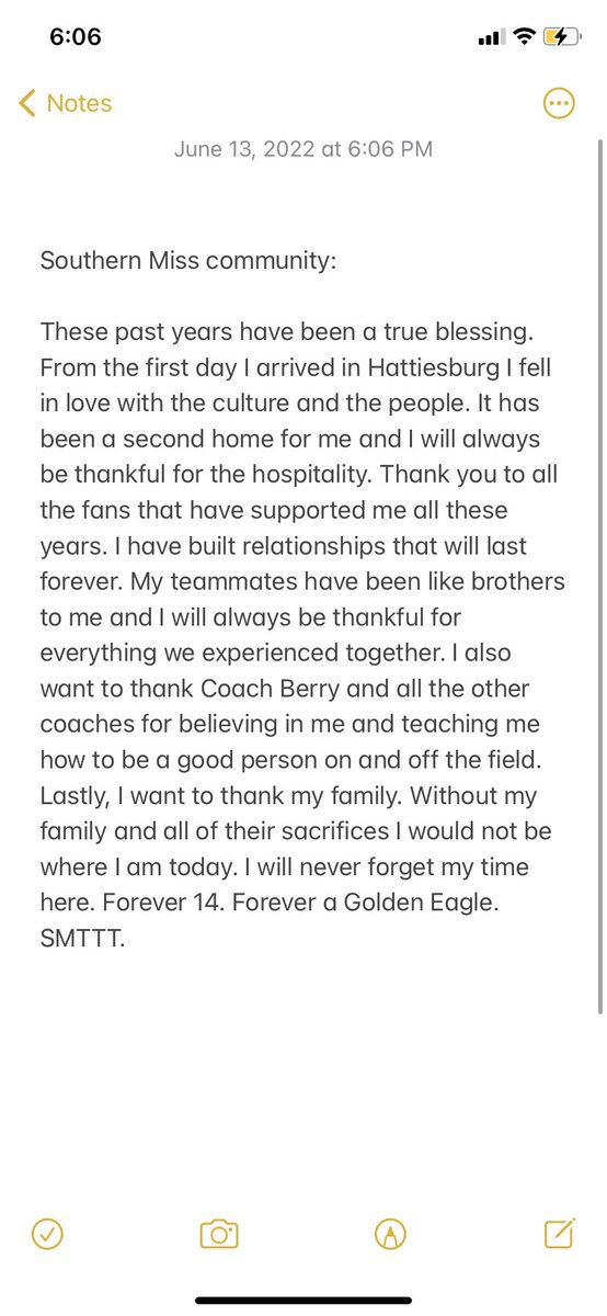 GabeMS_14's tweet image. Thank you Hattiesburg and @SouthernMissBSB ! Forever a Golden Eagle!