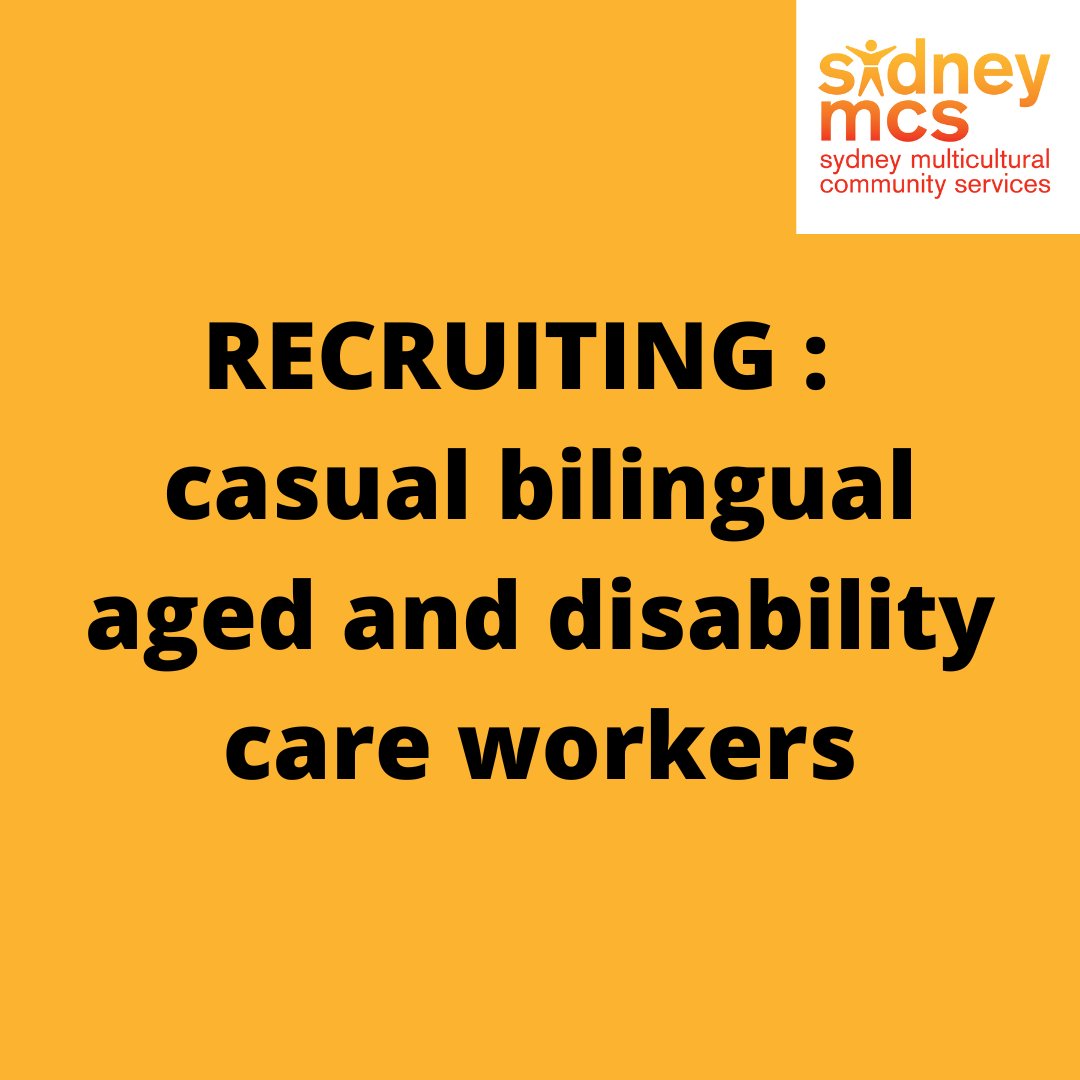 Sydney MCS is seeking bilingual aged and disability care workers to provide services to our Home Care &amp; NDIS clients who live in the Eastern Suburbs, Sydney City and Inner West areas. 

Apply here: ethicaljobs.com.au/members/SMCS/b… 

#sydneyjobs #carework #sydneycarers #sydneywork