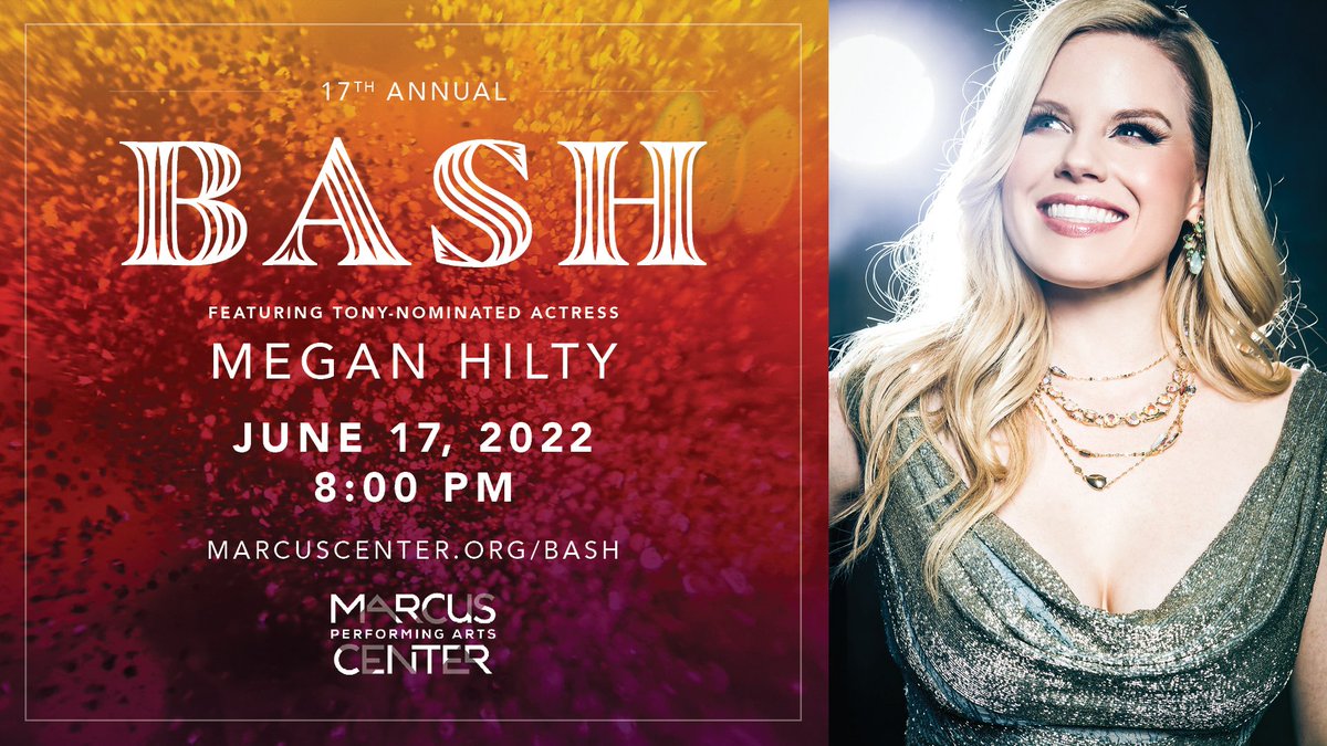 Marcus Performing Arts Center (@marcuscenter) on Twitter photo We are thrilled to welcome Tony-nominated actress, <a href="/meganhilty/">Megan Hilty</a> as the featured performer for our 17th Annual BASH. 🤩
Performance Only tickets are available for $100/ticket. Purchase your tickets today for this exclusive performance on June 17: bit.ly/3mL1AXu We are thrilled to welcome Tony-nominated actress, <a href="/meganhilty/">Megan Hilty</a> as the featured performer for our 17th Annual BASH. 🤩
Performance Only tickets are available for $100/ticket. Purchase your tickets today for this exclusive performance on June 17: bit.ly/3mL1AXu