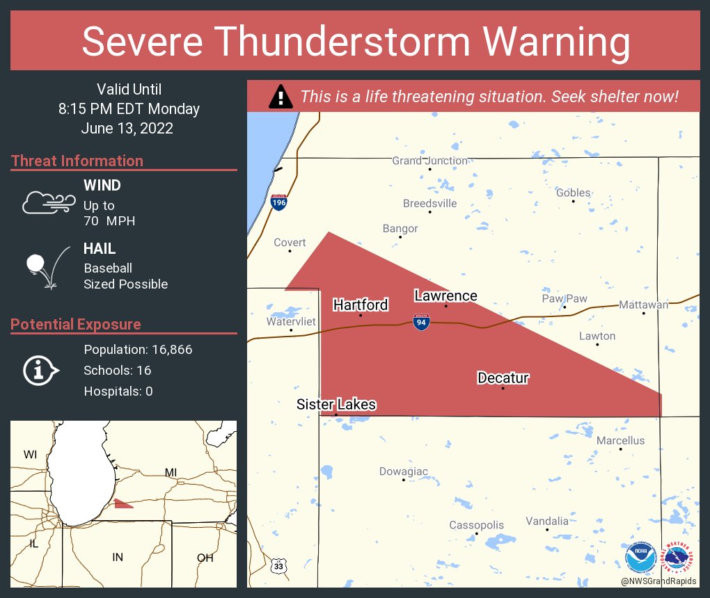 NWS Grand Rapids on Twitter "Severe Thunderstorm Warning including