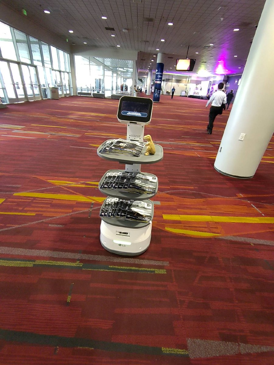 SandySeaRex's tweet photo. Weeee!  Last Monday I was zipping around #LasVegas on a @LGCommDisplays  Cloi serve bot at @InfoComm.   Definitely wasn't a #roomba! https://t.co/dTzAmgLx6o