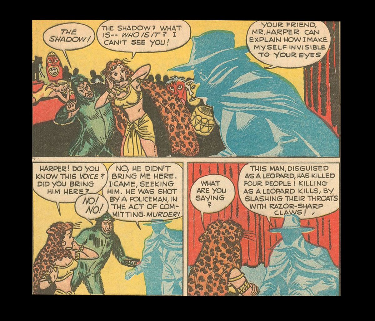 HeroesUnited_4's tweet photo. #TheShadow- The Shadow Comics - Issue 11 (Vol 1, Issue 11), July 1941-Shadow battles a crazed zoo-keeper Harper who joins a leopard cult, and decides to kill people! #CrimeDoesNotPay. #StreetAndSmith Publications. The #ShadowKnows #ShadowComics #GoldenAge #MysteryMen https://t.co/8NccMpYuKa