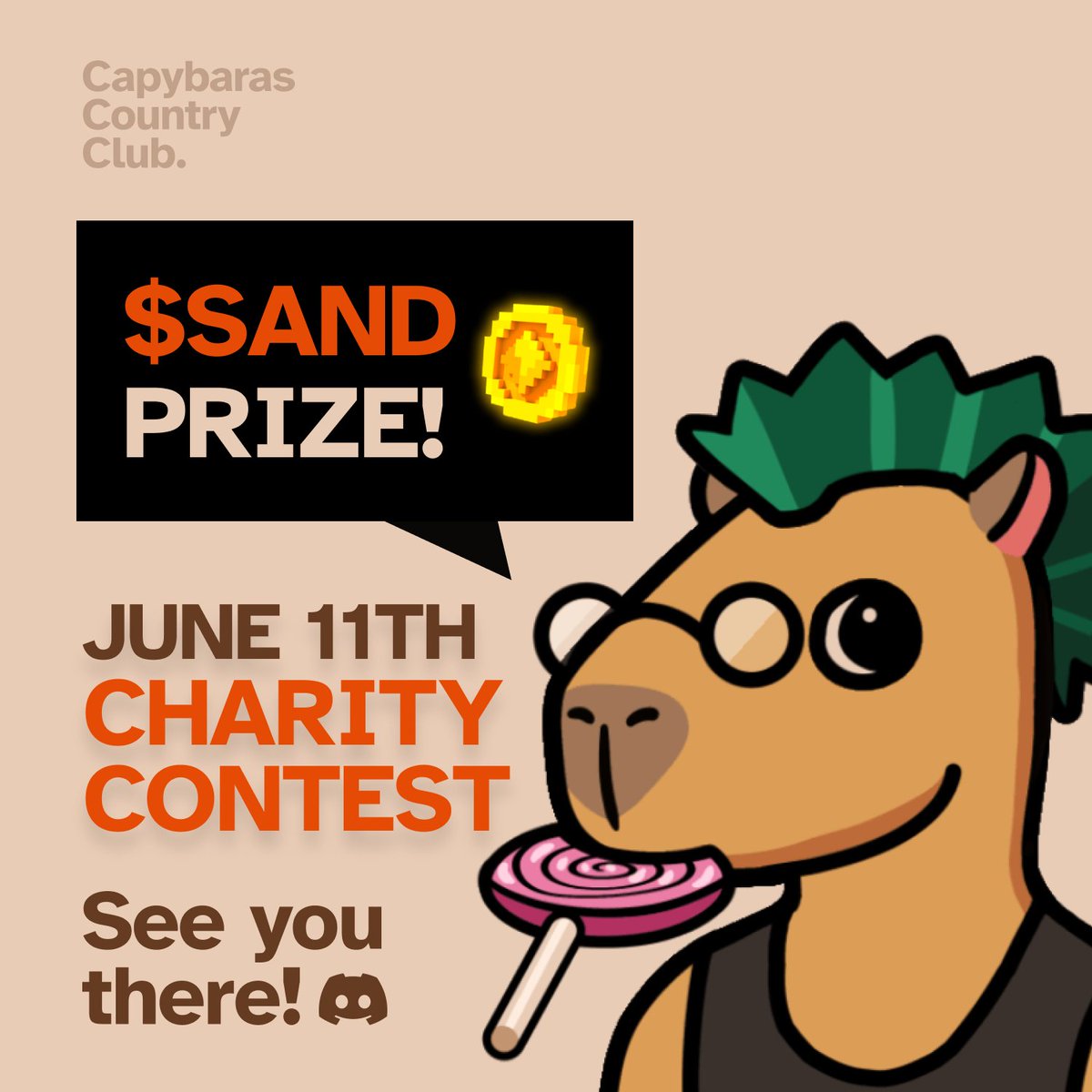 CapybarasCC's tweet photo. We want to reward our community for doing great things IRL. This past weekend we started the First Edition of the Capybaras Country Club Charity contest 🤝.

Twitter:
1️⃣ Tweet your charity video.
2️⃣ Mention @CapybarasCC
3️⃣ Tag #CapyCharityContest #CapybarasCC #CapyCountryClub https://t.co/PkZu7hB2sx