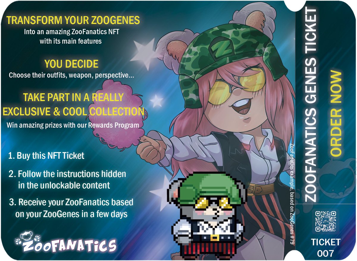 ZooFanatics's tweet photo. Two #ZooFanatics Genes Tickets are ready on #OpenZoo @ZooEcosystem. One of them will be on sale tomorrow at lower price than On Demand Tickets.
Stay tuned.
#ZooEcosystem #ZooGenes #NFTs #NFTCommunity #NFTProject #NFTGiveaways #nftarti̇st #NFTartworks #Wanchain #AVAX #BSC #NFT https://t.co/fOaVCqTel8