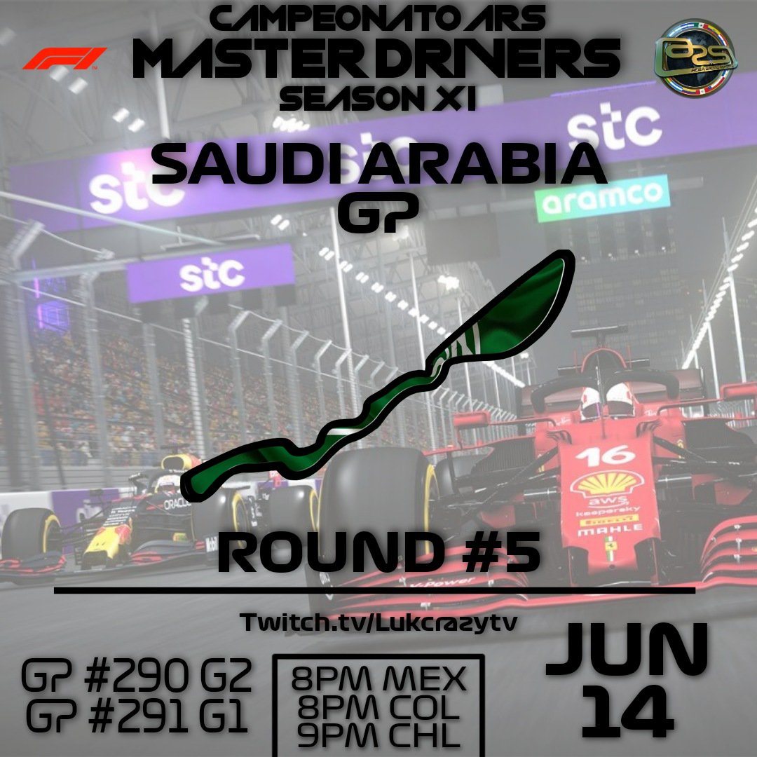 AeraRacing's tweet photo. QUINTA RONDA 🔥:

¡Ajusta tu cinturón de seguridad y prepárate para vivir las mejores carreras de latinoamérica!

¡Está vez competiremos en uno de los callejeros mas rapidos, nos trasladamos a Arabia Saudita, al espectacular Jeddah Corniche Circuit! 🏎️🇸🇦 https://t.co/paqdMTGhwn