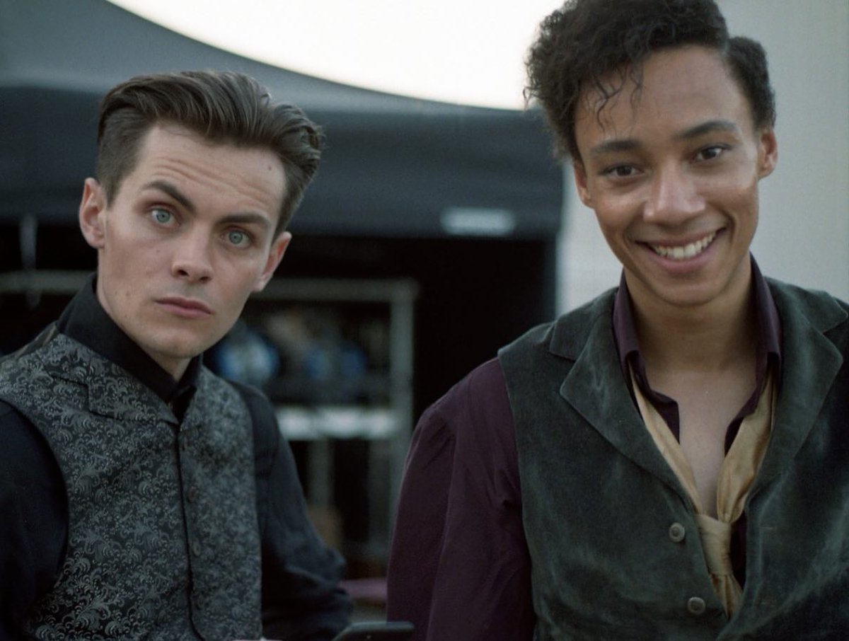 KitYoungSource's tweet photo. No thoughts just Kit Young with Freddy Carter during filming the first season of Shadow and Bone https://t.co/scQfywG40W