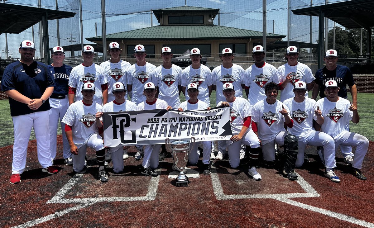 Texas_PG's tweet photo. 2022 17U PG National Select Championship
Congratulations to:
🏆 Dallas Patriots 17U Stout
🥈 BPA 2023
🏅 Tournament MVP - Connor Cuff
🏅 Tournament MVPitcher -  Andrew Harbour https://t.co/CNtyKD58I5