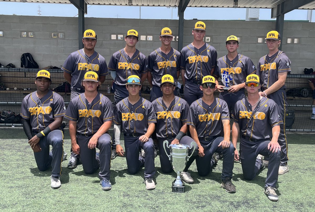 Texas_PG's tweet photo. 2022 17U PG National Select Championship
Congratulations to:
🏆 Dallas Patriots 17U Stout
🥈 BPA 2023
🏅 Tournament MVP - Connor Cuff
🏅 Tournament MVPitcher -  Andrew Harbour https://t.co/CNtyKD58I5