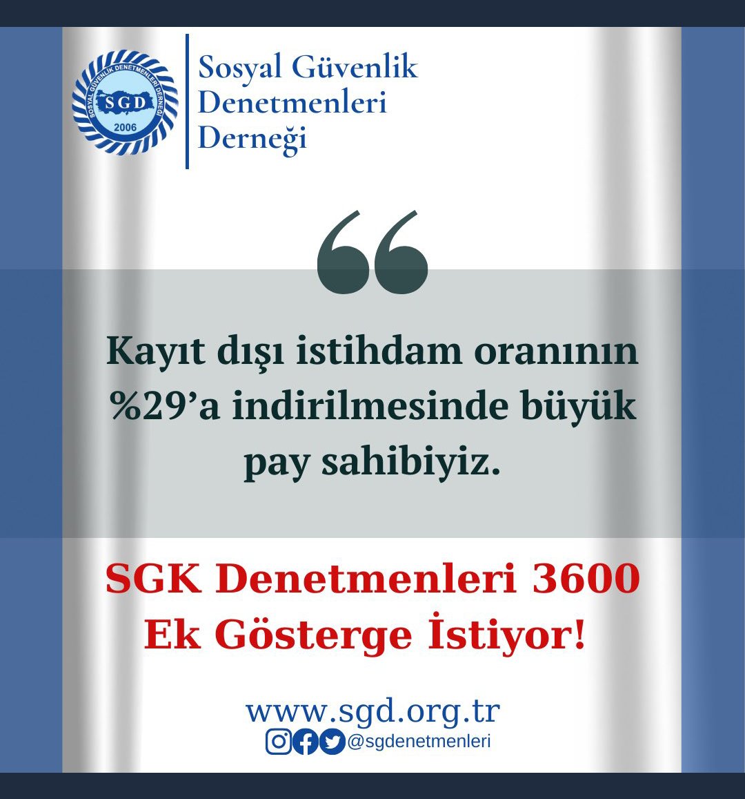 SGK nın gelirlerindeki en büyük pay sahibi #SosyalGuvenlikDenetmenleri 3600 ek göstergeyi değil 4800 ek göstergeyi hak ediyor #tcbestepe #çsgb #sgddernegi