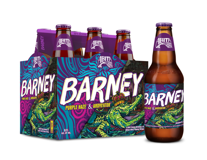BeerMojo's tweet image. Abita Barney- There is no giant purple dinosaur on  the label but it does have an alligator wearing a crown! A new seasonal, offering a blend of their Purple Haze (raspberry lager) and Andygator (Helles doppelbock). A great summer brew. #craftbeer @TheAbitaBeer @LipmanBrothers