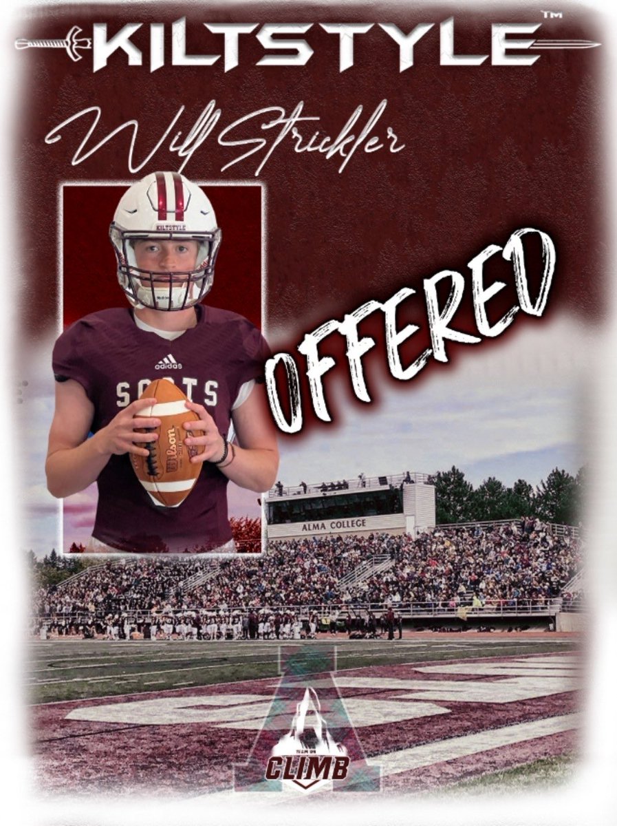 Happy to receive my first offer from Alma college! Thank you to <a href="/CoachBalhorn/">Coach Balhorn</a>  and <a href="/AlmaScotsFB/">Alma College Football</a> for this opportunity!