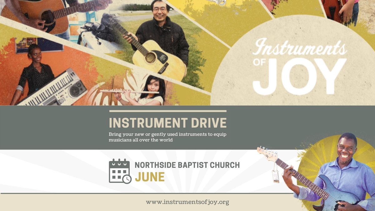 NBCmboro's tweet photo. TOMORROW is the LAST DAY to donate your used or unwanted instruments to our partners at Instruments of Joy! Swing by our outdoor pavilion from 8:00 AM - 11:00 AM and drop off your instrument(s). Let’s help out our fellow musicians in impoverished areas around the world! https://t.co/i4v146ZPdD