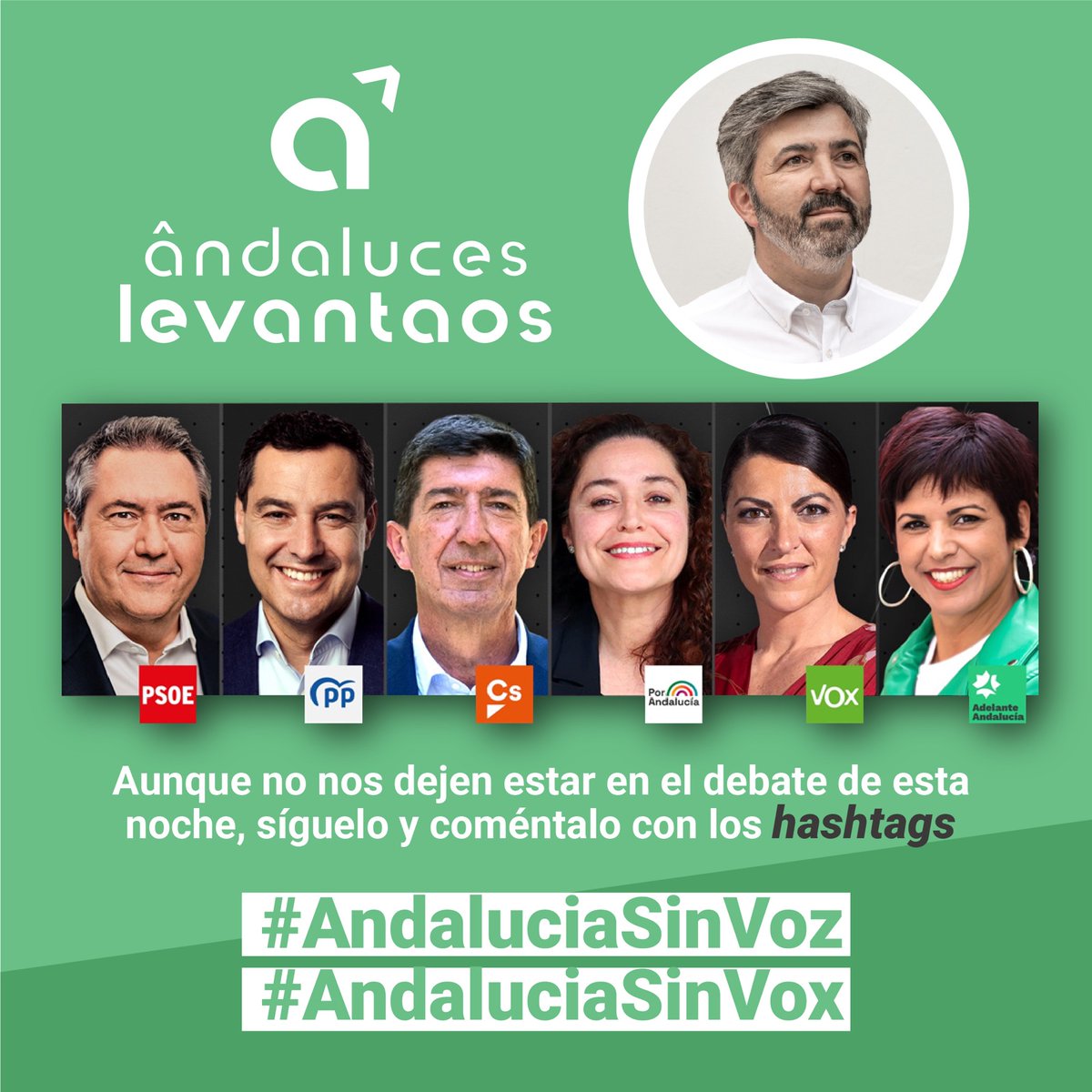 Nuestra voz era fundamental esta noche en el debate. Pero tranquil@s, este desprecio solo servirá para impulsar aún más nuestra propuesta para transformar #Andalucía
#AndalucíaSinVoz #AndaluciaSinVox #AndalucesLevantaos #ElDebateDecisivo