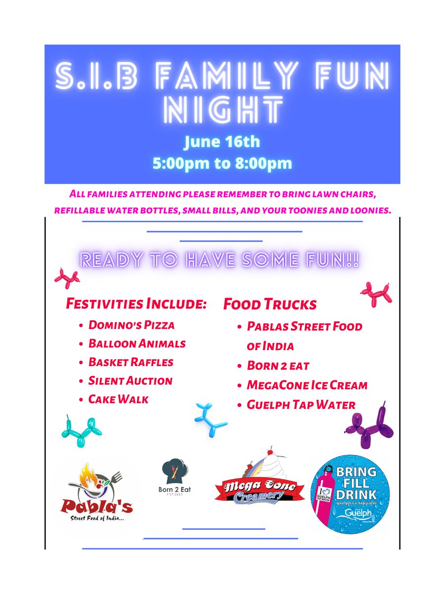 Family Fun Night at SIB on Thursday, June 16