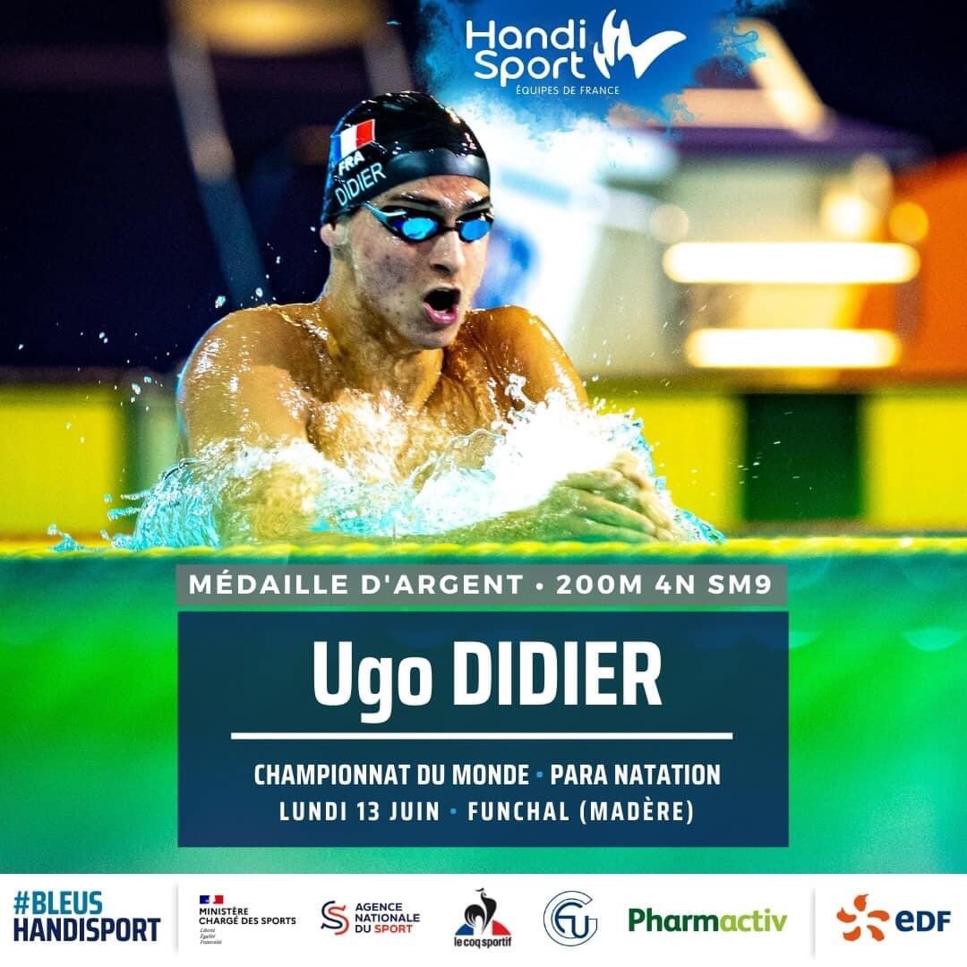 FFHandisport's tweet photo. MONDIAL NATATION 2022🏊‍♂️
UGO DIDIER “ON FIRE”🥈
Le médaillé de bronze de Tokyo a enflammé le bassin de #Funchal sur le 200m 4N SB9. Il décroche l’argent, avec un nouveau record de France et personnel (2’15’’74) derrière l’australien Hodge, qui a fait tomber le record du monde 🔥. https://t.co/n1iR4eycf3