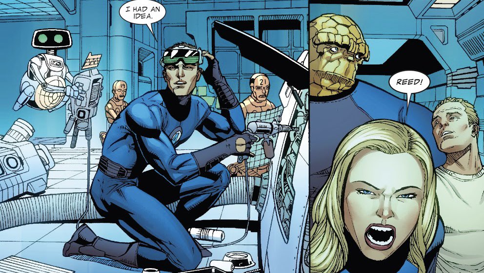 He’s gone up against 𝐆𝐚𝐥𝐚𝐜𝐭𝐮𝐬, an unusual cosmic entity who absorbs the life-forms of other planets in order to sustain his own life. 

   However, absolutely 𝗻𝗼𝘁𝗵𝗶𝗻𝗴 has prepared him for Susan Storm. A part of him perhaps may even 𝗳𝗲𝗮𝗿 her. They all do.