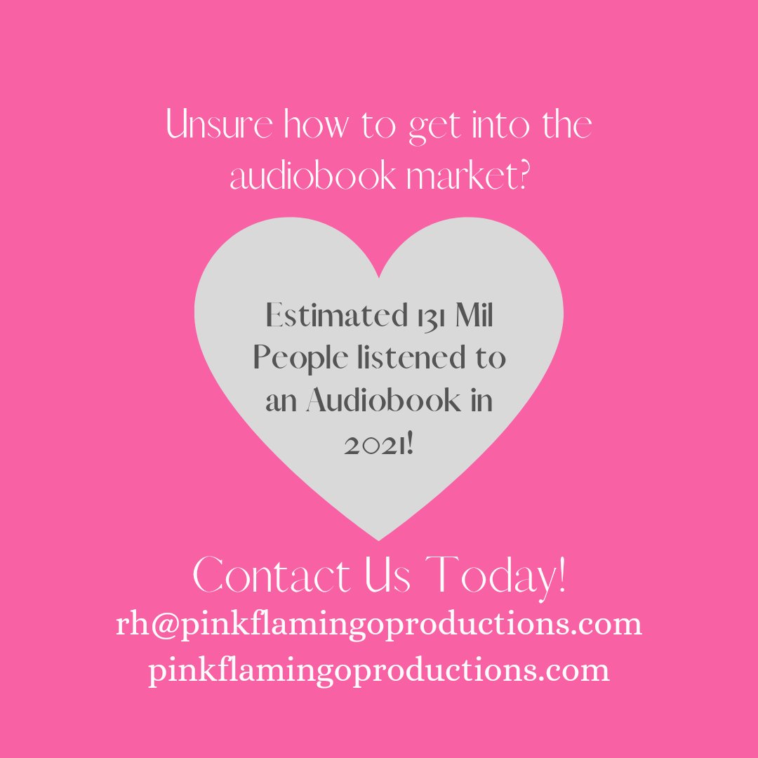 Is it time for you to turn your beloved book into an audiobook?

Are you ready to reach a wider audience?

Check out our website or send us an email to get started today.
#PFPAudio #PinkFlamingoProductions #HumanVoiceOnly #Audiobooks