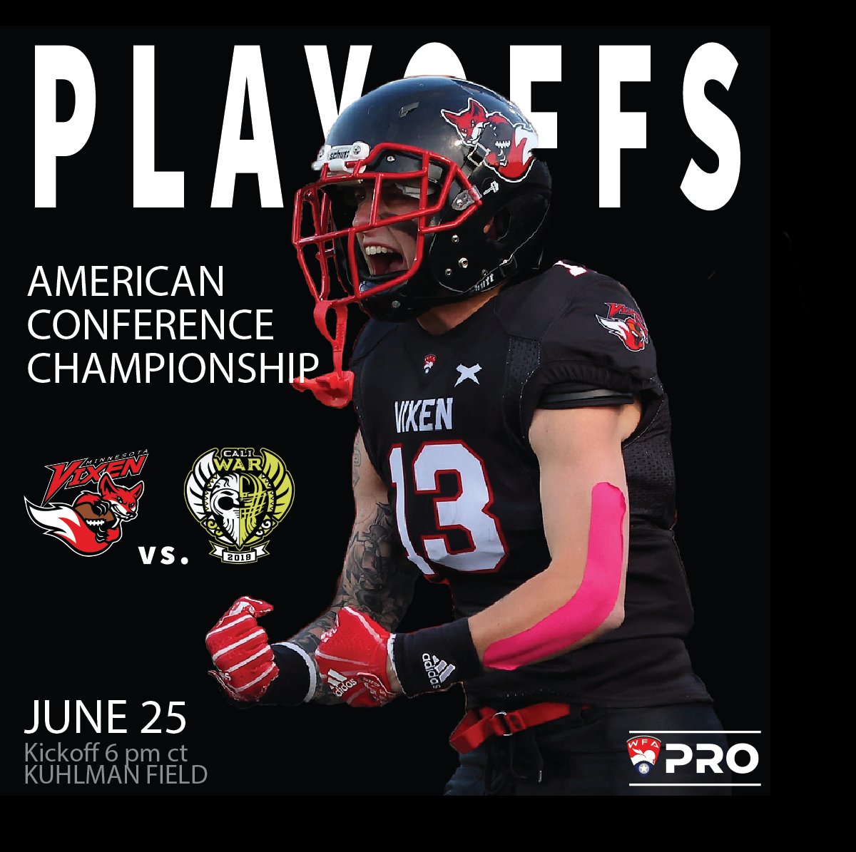 It's win or go home!! Come watch your MN Vixen in the WFA American Conference Championship vs. the Cali War Saturday, June 25th at Kuhlman Stadium in Edina!!
Buy tickets online $15 dollars in advance, $20 on game day.
mnvixen.com/tickets/

m.facebook.com/events/3234926…
