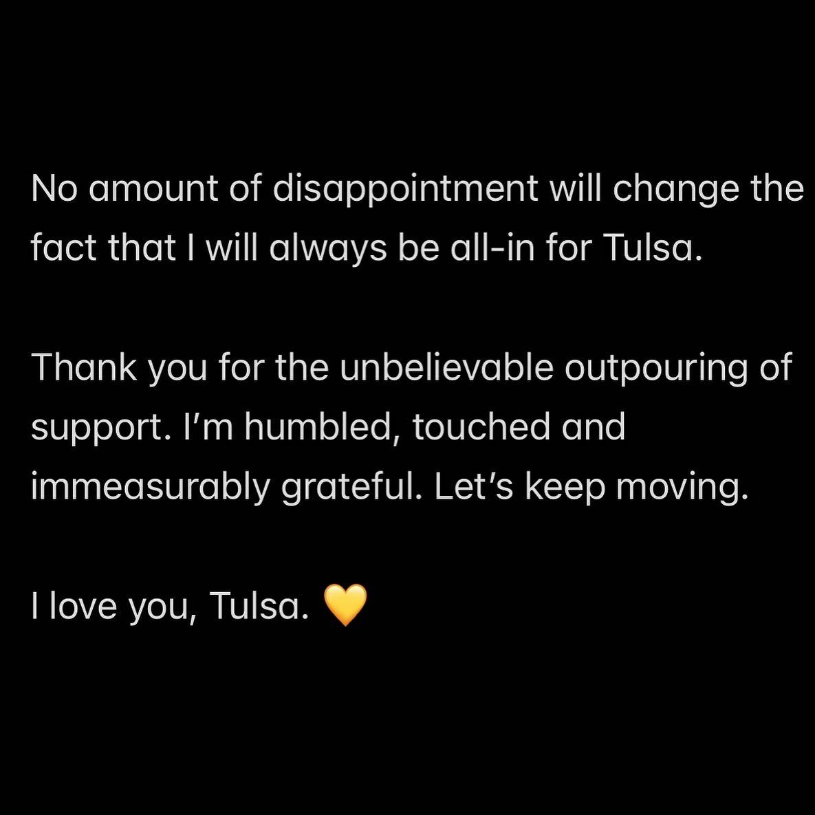 EmekaForTulsa's tweet photo. Thank you for the love, Tulsa 💛
While I’m disappointed I won’t be a candidate for City Council this year, know that I will continue doing the work to keep the city I love moving forward. https://t.co/yvz3PQROSa