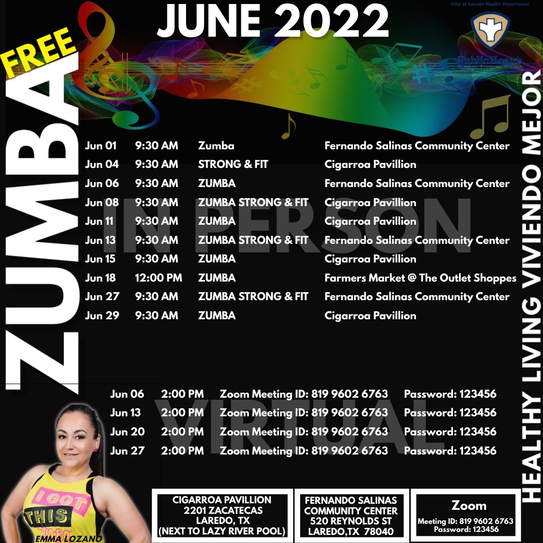 LaredoHealth's tweet image. Join us for free Zumba for the month of June! 

#Zumba #diabetespreventionprogram