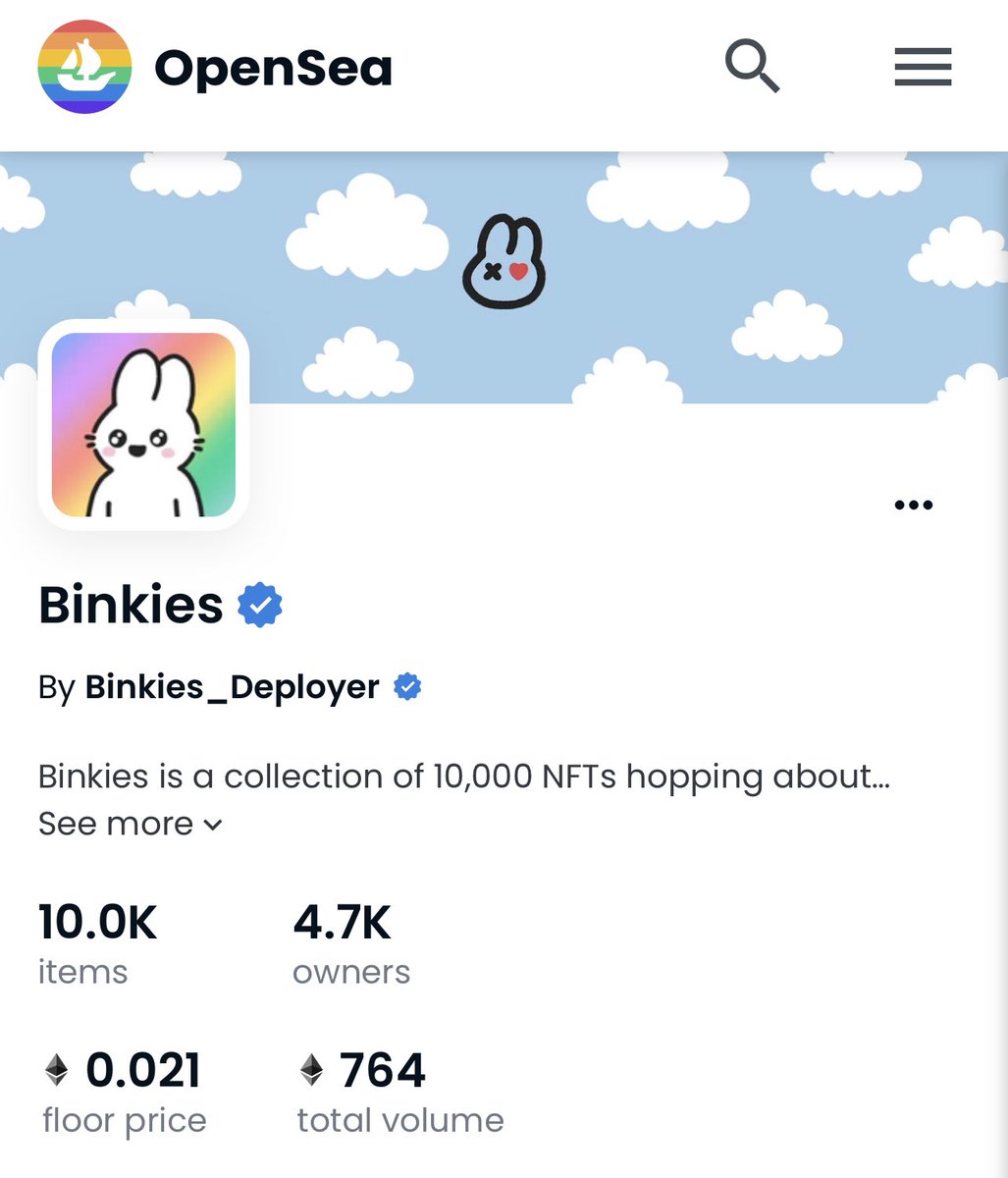 Binkies verified on OpenSea ✅

Binky Party to celebrate🎉🎈

Time to sweep 🧹