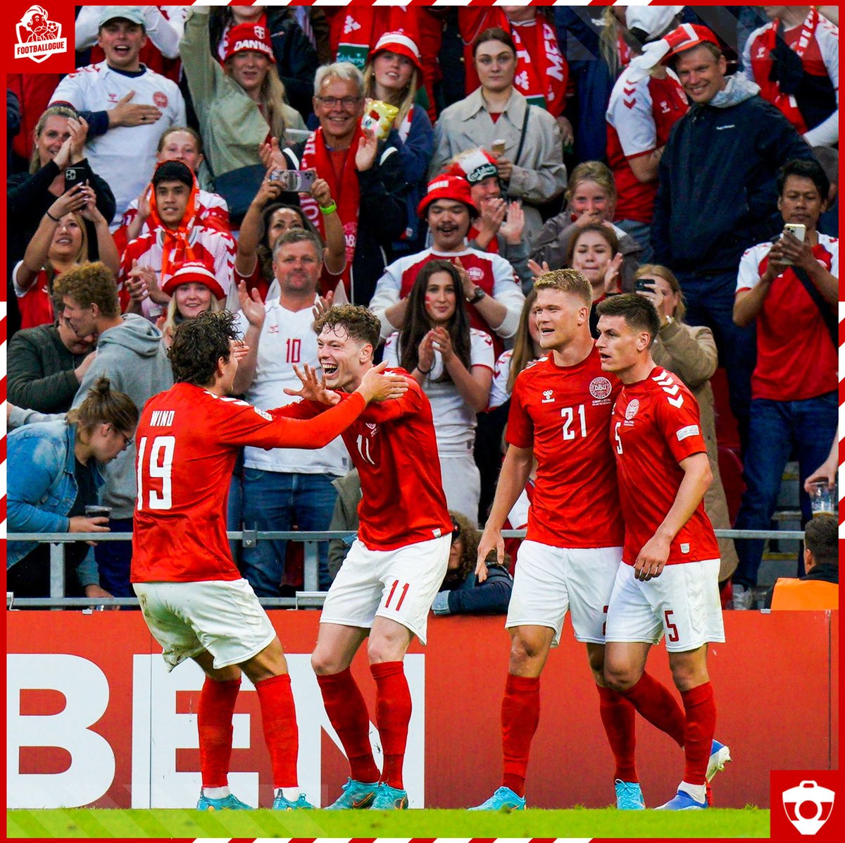 Footballogue's tweet photo. DANEMARK 🇩🇰 2-0 🇦🇹 AUTRICHE
⏱ FIN DU MATCH !
⚽️ Wind
⚽️ Skov Olsen
🔴 3 victoires en 4 matchs pour le Danemark 👊
#DANAUT https://t.co/A1M3XuO2Kc