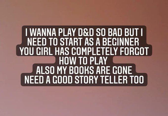 Does ANYONE know a good dungeon master cause I wanna play? https://t.co/zeQVIKUCdY<a href="/tag/mvsales"class="tags"><span>#mvsales</span></a>