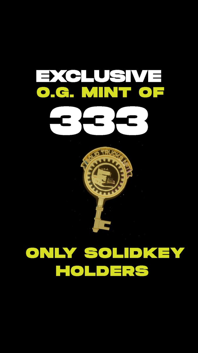 🌱 MINTING NOW 🌱

    🔑 SolidKeys 🔑

                on

SolidTrucks.io 
——————————

#NFTdrops #NFTMintAlert #NFTMinting #ETH #NFTCommunity #NFTcollectible