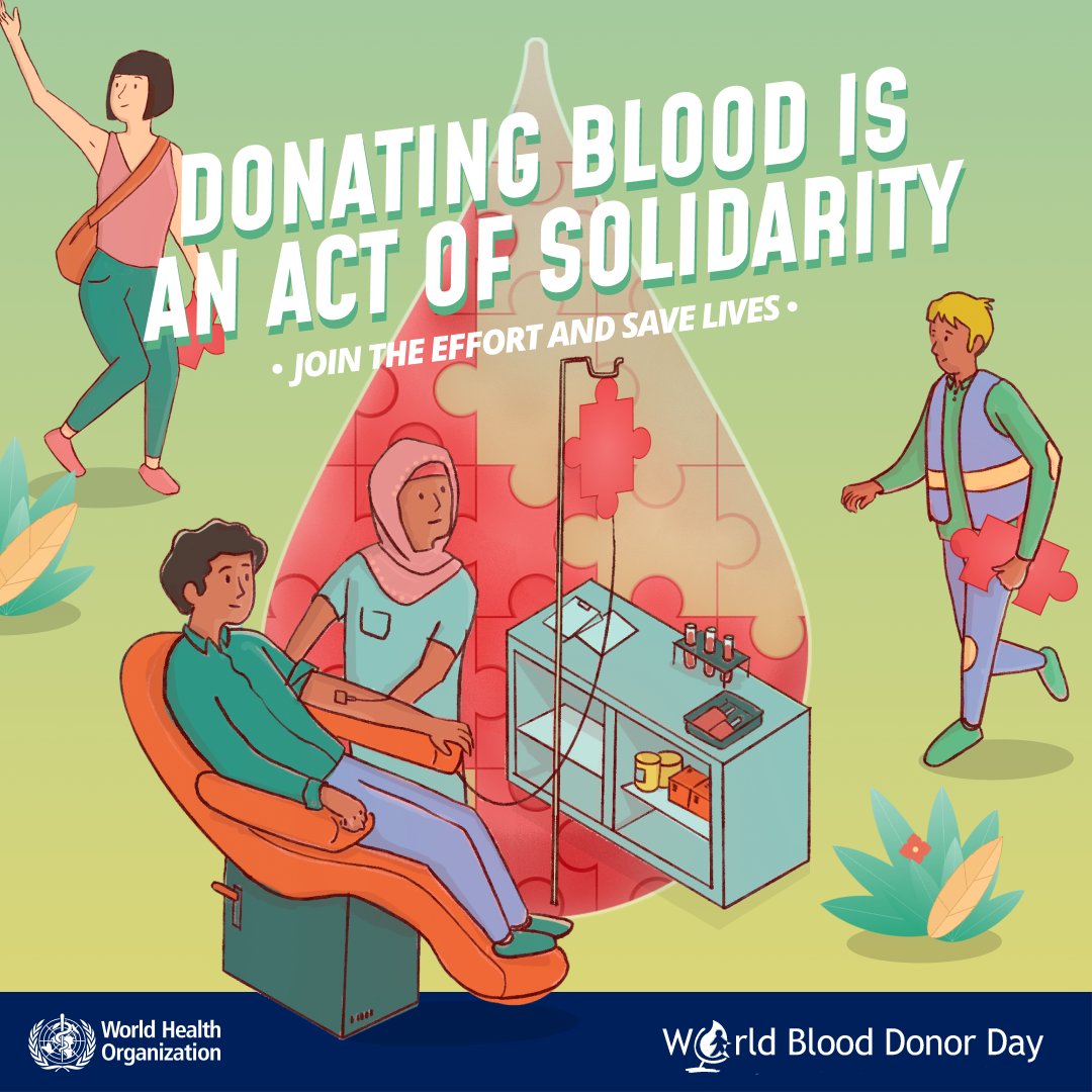🩸 Every few seconds, someone, somewhere, needs safe blood.

Tuesday's World Blood Donor Day is an opportunity to learn from <a href="/WHO/">World Health Organization (WHO)</a> about how donating blood can help save lives. who.int/campaigns/worl…