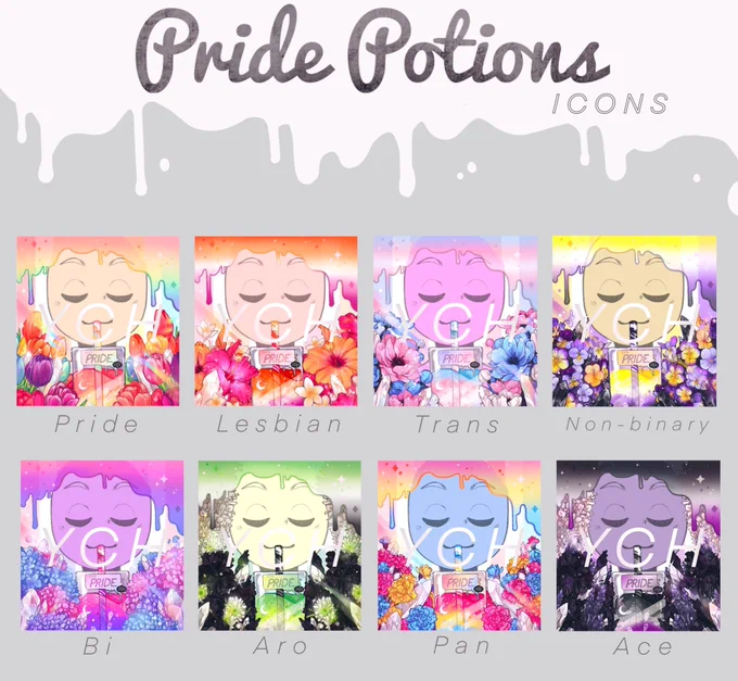 ✨🏳️‍🌈 PRIDE POTION ICONS 🏳️‍🌈✨

🌈 $1️⃣2️⃣0️⃣ Flat
🤍 Only open for one week 
🌈Human &amp; Anthro characters welcome
🤍 Can't pick just one flag? Let me know on your form and I'll accommodate more representation for you!

• COMMENT `CLAIM' BELOW IF INTERESTED •
(Please have DMs open) 