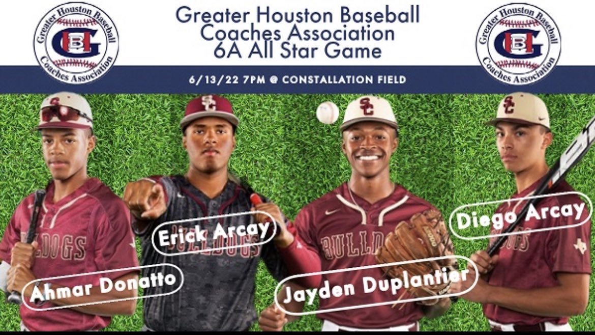SCHS_Baseball1's tweet photo. Congrats to these Bulldogs for being selected to the Greater Houston Baseball All Star Game! Game is tonight at Constellation Field, 7pm. Good luck men!! #BLEED @A_Donatto25 @ErickArcay @jduplantier88 @DiegoArcay1 https://t.co/dBChEng6fo