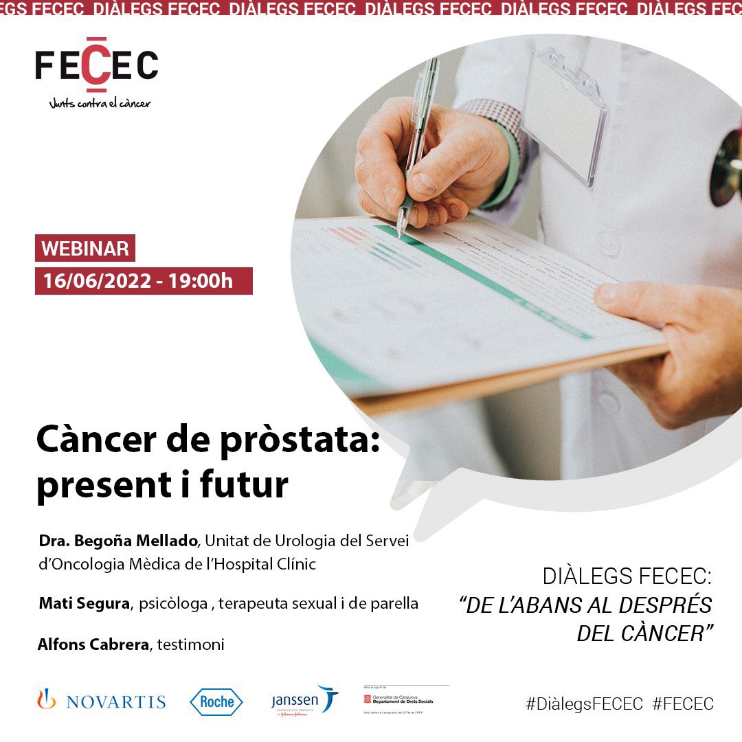 osonacc1's tweet photo. El pròxim 16 de juny s'estrena un nou webinar del cicle "#DiàlegsFECEC: de l'abans al després del càncer"
🟢 Webinar: "Càncer de pròstata: present i futur"
📅 Dijous, 16 de juny de 2022
⏰ 19:00 h
🔗 Més info a https://t.co/msOFq9DMeR
#càncerdepròstata #webinar #càncer #fecec https://t.co/8yAFagnP19