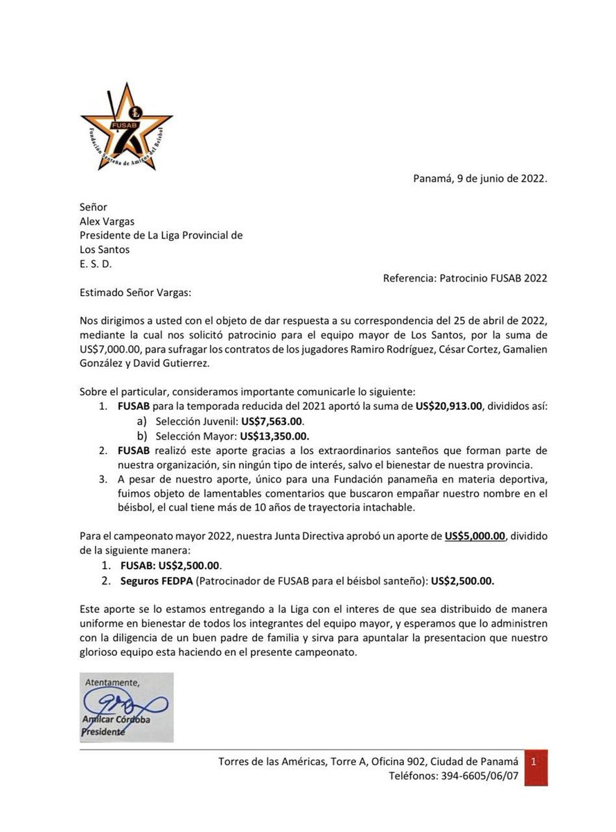 Nuestro aporte a la Liga Provincial de Los Santos.