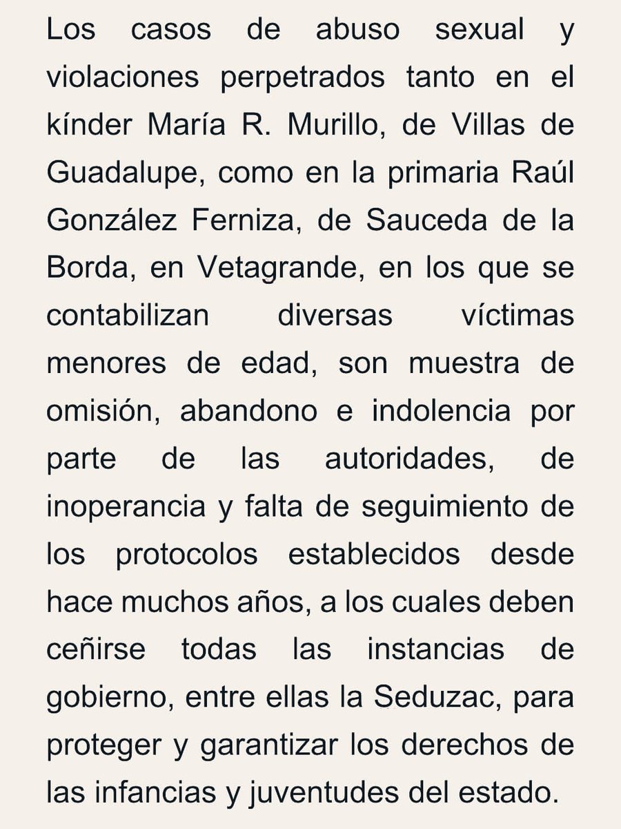 📄Pronunciamiento desde el Movimiento Feminista de Zacatecas ante los recientes delitos de violación en contra de niñas, niños y adolescentes de nuestro Estado.

¡Basta ya de indolencia, omisión e impunidad!
Queremos resultados ya. ¡Con las niñas y niños no!
1/2